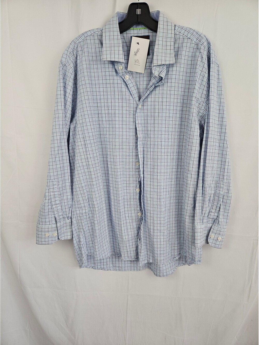 Tattersall London Men's LS Button-Up Shirt Blue & White XL